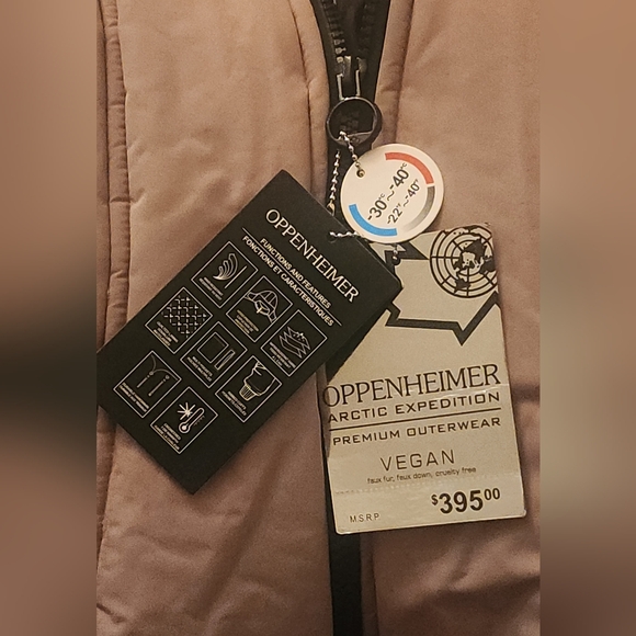 NWT Women's Beige Oppenheimer Winter Jacket with Faux Fur Hood size: L - Picture 8 of 9